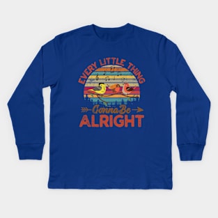 Every Little Thing Is Gonna Be Alright Birds Singing Vintage Kids Long Sleeve T-Shirt